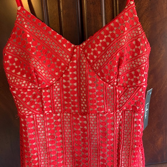 LULU’S‎ NEW WITH TAGS crochet LACE strapped sexy siren red evening cocktail - Picture 4 of 9